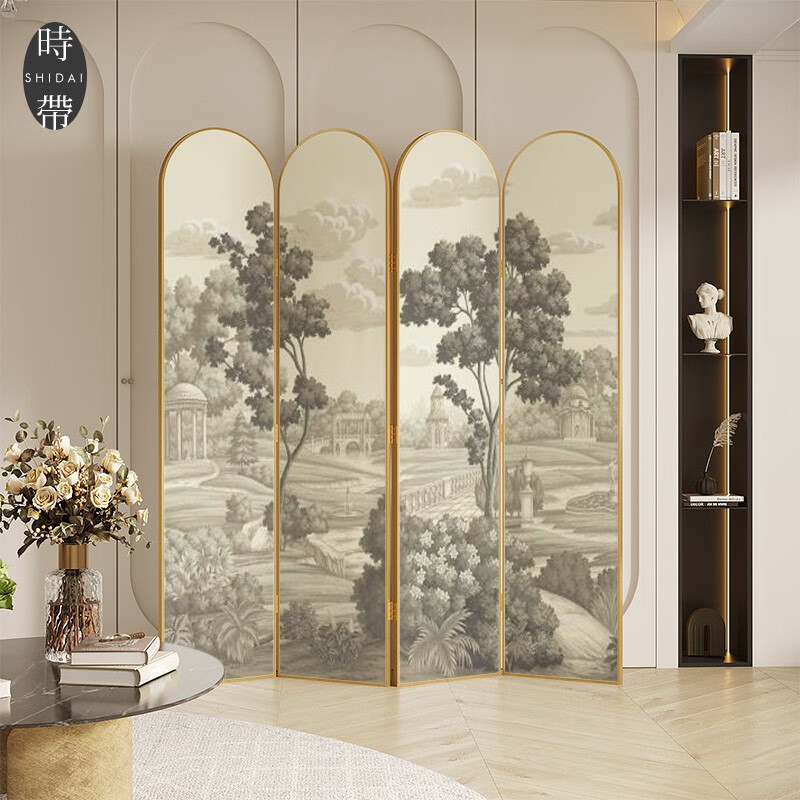 时带家居法式复古金属屏风隔断进门入户客厅玄关遮挡可移动装饰 1扇45*180cm