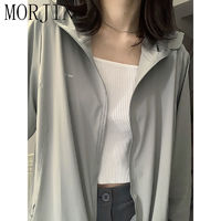 MORJIN灰色防晒衣女外穿夏季新款户外骑车运动轻薄透气开衫外套潮