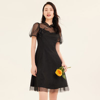 歌莉娅新中式小黑裙旗袍连衣裙黑色裙子精致设计感1A5R4K9Z0