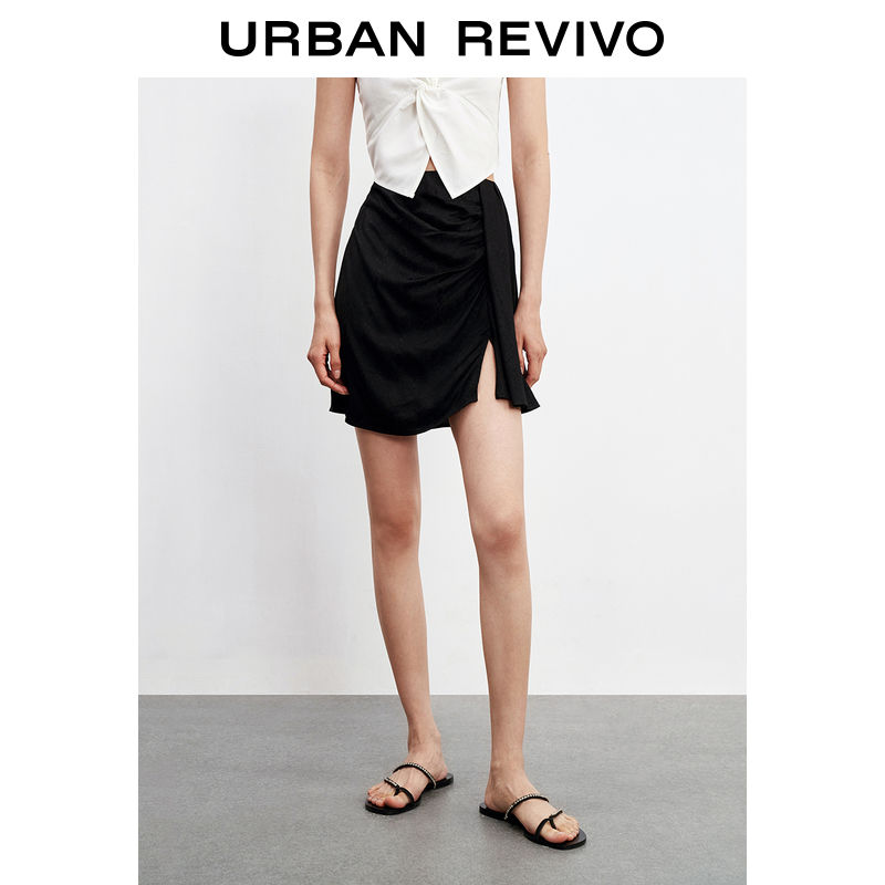 URBAN REVIVO 女士褶皱半身裙 WL15S5BN2000