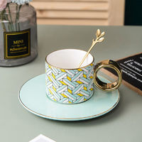 特百惠（Tupperware）北欧风轻奢陶瓷下午茶咖啡杯碟家用花茶杯子喝茶水杯组合套装礼 绿色-150ML