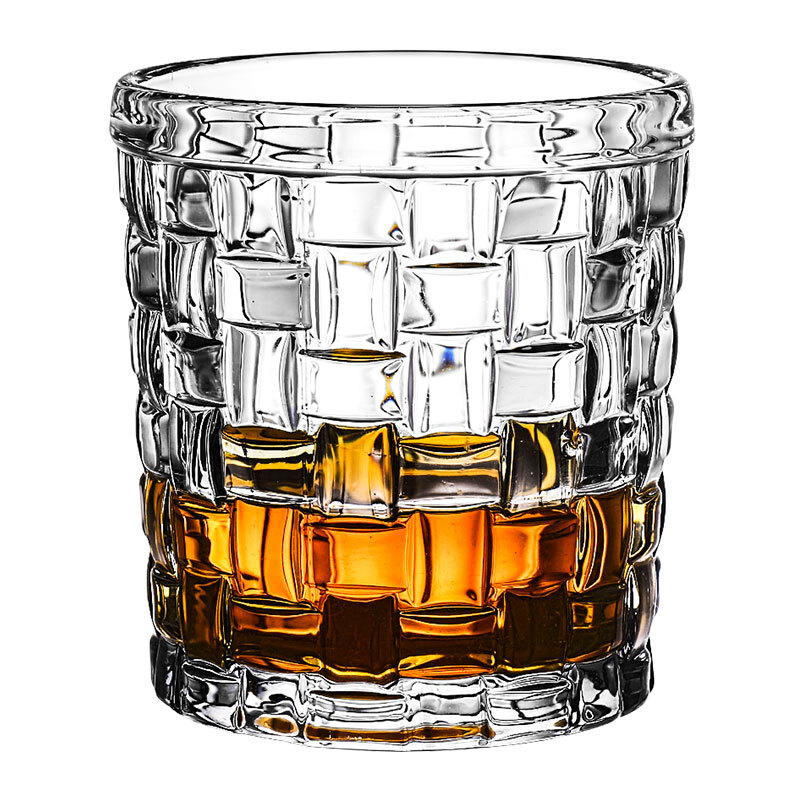 创意水晶玻璃威士忌杯洋酒杯古典杯酒杯杯子套装家用酒吧欧式酒具威士忌ins风北欧洋酒水晶玻璃鸡尾酒杯古 竹藤杯-300mL