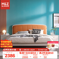 掌上明珠家居（M&Z）双人床 软包床简约科技布软靠包储物1.5米+床垫+床头柜x1 BS271-8