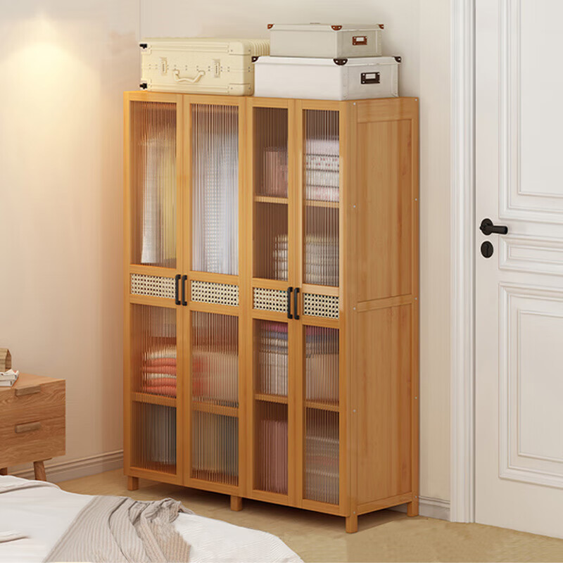 ANERYA 安尔雅 衣柜简易收纳柜出租房单人卧室楠竹组合衣橱简易布衣柜加粗