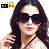 LianSan 恋上 女款眼镜大框修脸偏光太阳镜墨镜女士驾驶镜LSP301 偏光黑色