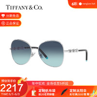 Tiffany&Co. TIFFANY & CO. /蒂芙尼眼镜女飞行员复古时尚太阳镜墨镜 0TF3086 渐变天蓝色镜片银色镜框 60019S