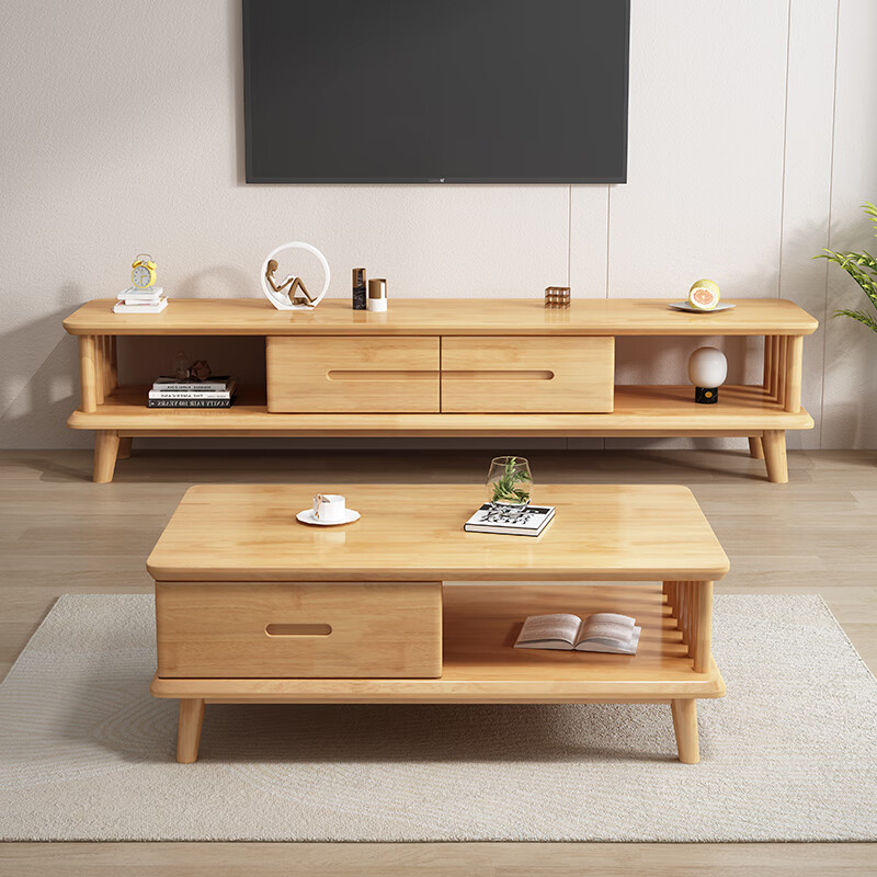 杜沃 茶几现代简约客厅小户型电视柜组合实木茶几桌1.3米 YF-03