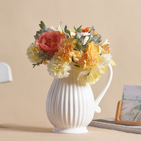 BOMAROLAN 堡瑪羅蘭 陶瓷花瓶擺件客廳插花餐桌小干花法式北歐創意ins風裝飾白色寬口