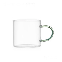 美斯尼小茶杯玻璃品茗杯家用带把手主人杯耐热功夫茶具玻璃小品杯 直觉品杯绿把 100ML