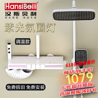 汉斯贝利（HANSIBEILI）枪灰色紫氛围灯恒温淋浴花洒套装智能数显增压全铜淋浴器HD-1827 HD-G1827冷热款
