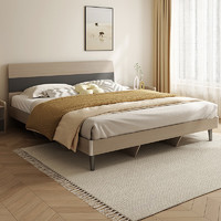 木月北欧简约架子床小户型双人床板式床主卧婚床卧室家具1.8米+床头柜