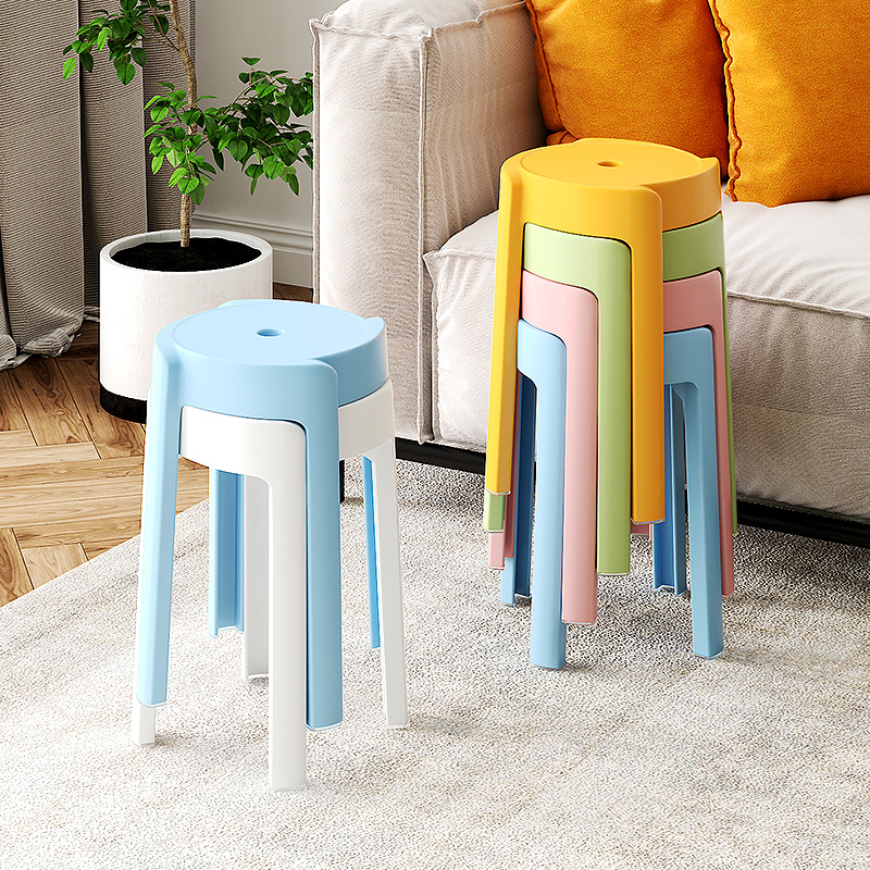 塑料凳子家用加厚可叠放圆板凳风车椅子现代简约可摞叠特厚高胶凳