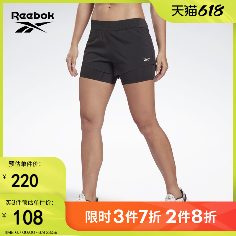 Reebok 锐步 官方女子SHORTS经典LOGO透气舒适运动训练跑步健身短裤