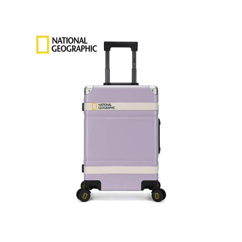 NATIONAL GEOGRAPHIC行李箱男学生铝框拉杆箱女登机密码箱旅行箱 浅紫色 24英寸