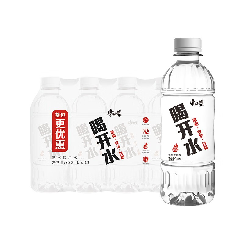 康师傅 喝开水380ml*6瓶 饮用水便携温和 家庭高温水