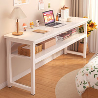 众淘 长条桌窄桌家用长桌子工作台简易书桌简易电脑桌写字桌长方形桌子 升级腿-双层暖白100CM