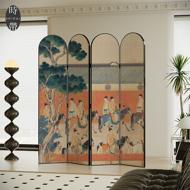 时带家居法式中古风人物屏风隔断客厅卧室入户可折叠移动办公室遮挡装饰 1扇45*180cm