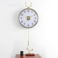 汉时（Hense）现代轻奢挂钟客厅挂墙摆钟时尚挂表个性石英钟表HP2081 中号(直径35cm)
