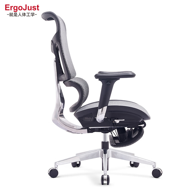 ErgoJust爱高佳精英A8高背人体工学椅电脑网椅久坐舒适学习办公书房座椅 黑+脚拖（高背进口网）