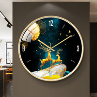 BBA 挂钟北欧装饰创意轻奢钟客厅家用时钟挂表12英寸 福鹿双全