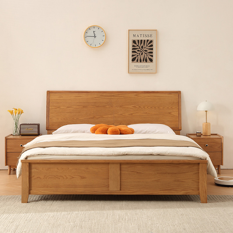 白蜡木北欧实木床现代简约原木日式双人1.8米1.5M主卧储物小户型