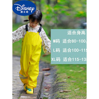 迪士尼（Disney）儿童雨衣背带雨裤连体安吉游戏服两用款防·水全身男女童幼儿园套 901黄色(背带裤) M