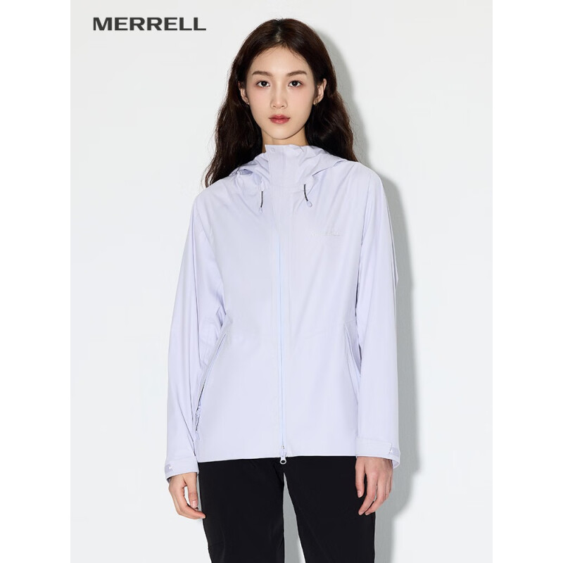 迈乐（Merrell）户外三防风语者冲锋衣休闲男女款休闲徒步卸防风防水防污冲锋外套 MC1239010-3女款（浅紫色） XS