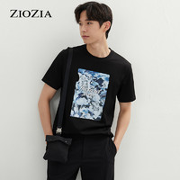 ZIOZIA 春夏季韩版男装休闲舒适印花短袖圆领T恤ZTB12461B