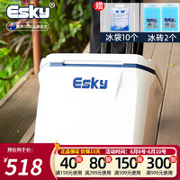 爱斯基（ESKY）户外保温箱商用摆摊冷藏箱车载露营保冷箱冰桶冰块存放桶 47L（350ml冰砖*2+冰袋*10）