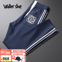 Walker Shop品牌运动裤男春夏薄款高端刺绣直筒休闲卫裤男 蓝色 M