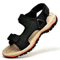 德尔加多（Delocrd）夏季男士大码凉鞋透气轻便耐磨时尚沙滩鞋子 黑色 44