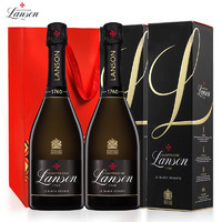 兰颂（Lanson）法国兰颂黑色珍藏香槟起泡酒原瓶进口红酒 750ml*2双支礼盒装