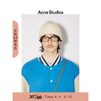 Acne Studios 男女同款Face表情笑脸饰片针织毛线帽C40270 燕麦米色