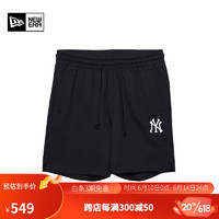 NEW ERA 纽亦华 2023新款MLB短裤情侣针织刺绣休闲透气运动裤 13546438-黑色 M