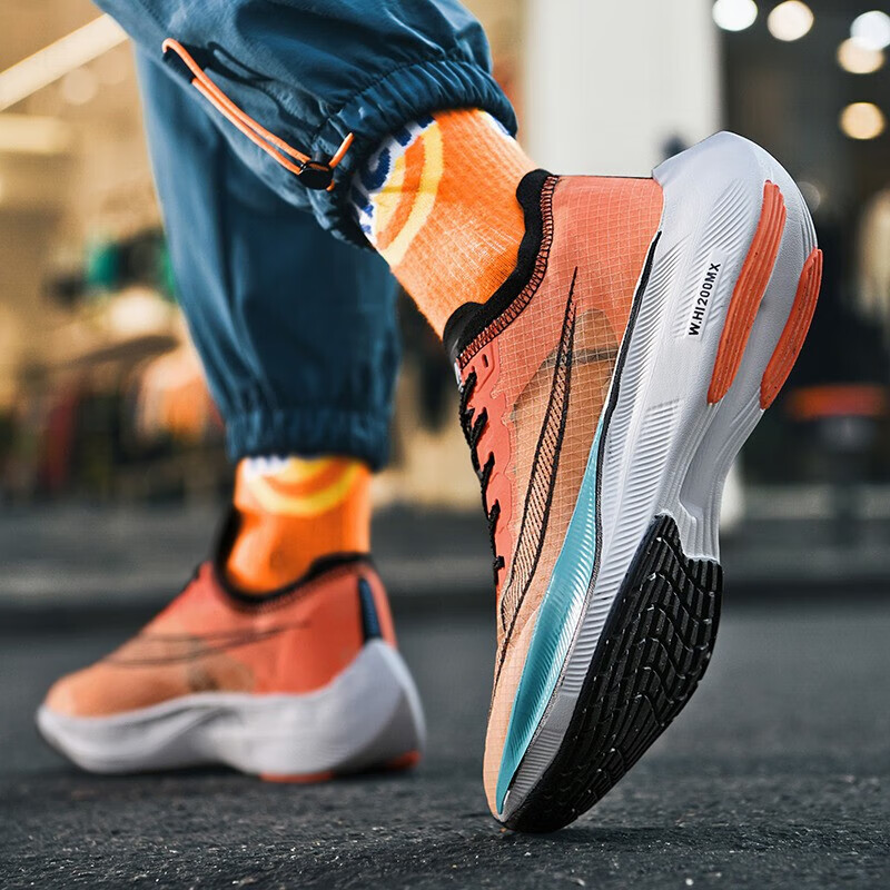 BFM博尔特飞马39跑步鞋男缓震37碳板马拉松竞速慢跑鞋女青少年运动鞋 FLY2登月橘色 41