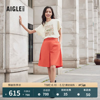 AIGLE艾高2023年春夏新品AIS23WTSH011女士户外时尚休闲短袖T恤 粉白色 AL002 L(170/92A)