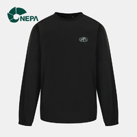 NEPA耐葩2023春季新品城市户外男女同款圆领梭织长袖T恤7JC5365 黑色 160/84A