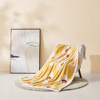 LOVO 乐蜗 家纺 罗莱 毯子 毛毯 花与布兰妮双层暖绒毯(黄色) 150*200cm