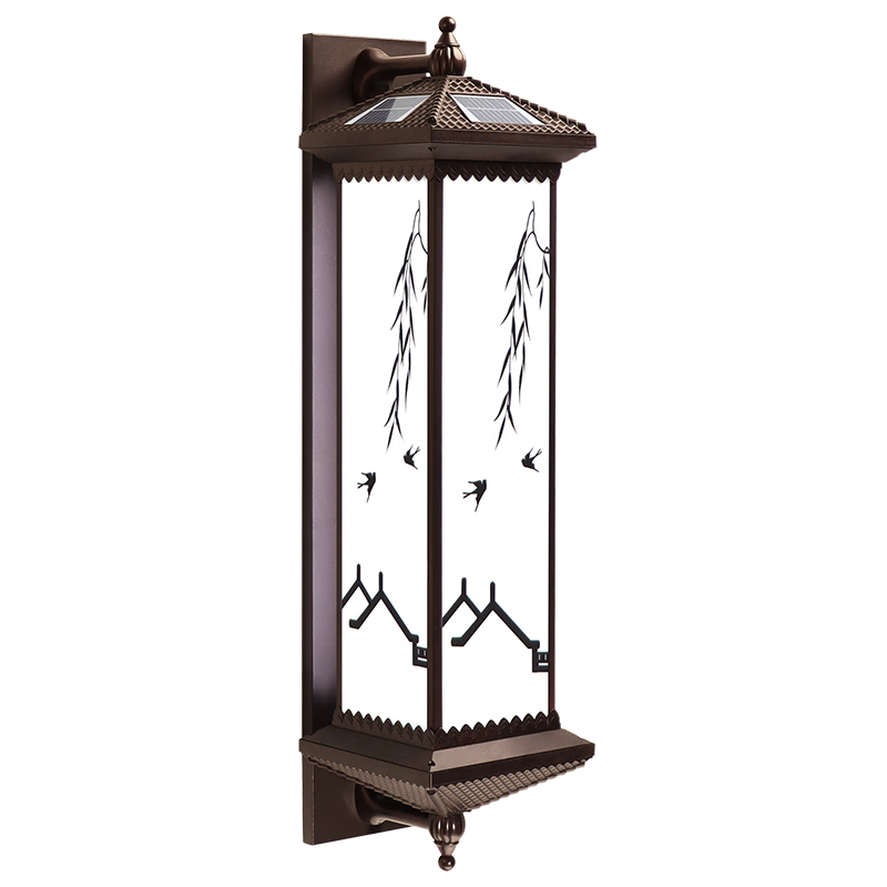 FAST FOX新款户外防水壁灯室外过道墙灯太阳能别墅走廊新中式庭院阳台门灯 咖啡色-安居乐业 200*840太阳能市电 四色