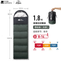 牧高笛（MOBIGARDEN）睡袋 户外露营成人单人可拼接睡袋便携式祥云 8-14℃苍松绿(左)1.8KG 其它