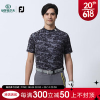 Footjoy高尔夫服装新款男士防紫外线抗菌舒适FJ短袖圆领衫 80477-迷彩黑 S