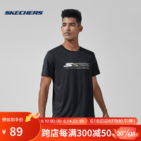 斯凯奇速干T恤丨Skechers2023年吸湿舒适科技透气短袖健身上衣 P223M048-0018 碳黑 S