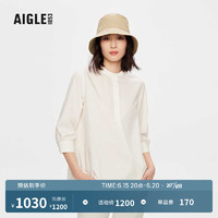 AIGLE艾高2023年春季新品AAS23WSHI004女士户外休闲七分袖衬衫 粉白色 AI492 38(165/88A)