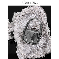 Star Town 繁星小镇 STARTOWN2021新款潮mini小包包牛皮原创耳机包斜挎包银色波纹包