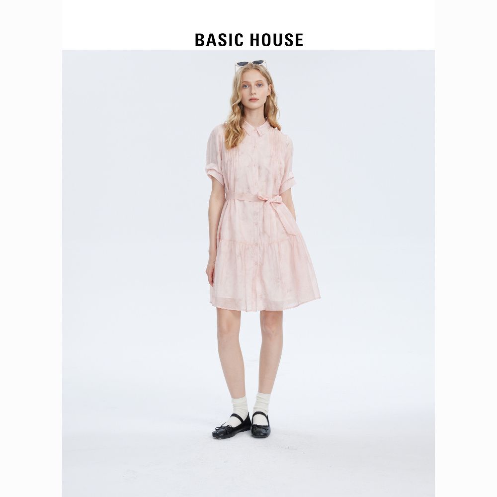 BASICHOUSE 百家好 Basic House/百家好连衣裙女2023夏季高档小众设计感收腰裙子