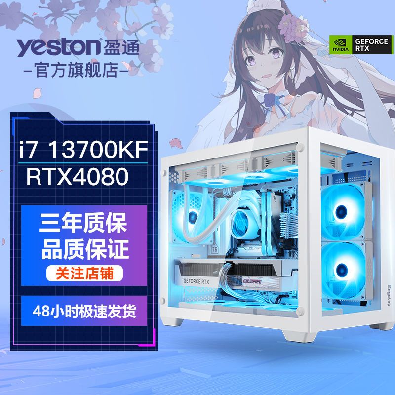 yeston 盈通 i5 13600KF/ i7 13700KF/4080电竞游戏台式电脑diy组装主机