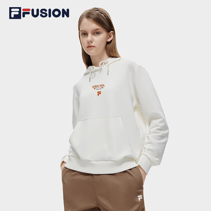 FILA FUSION 斐乐潮牌女子卫衣2023春季时尚休闲针织连帽上衣