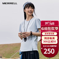 迈乐（Merrell）速干t恤女士户外跑步健身训练吸湿排汗透气弹力宽松舒适短袖上衣 MC1239004-2浅兰 XS