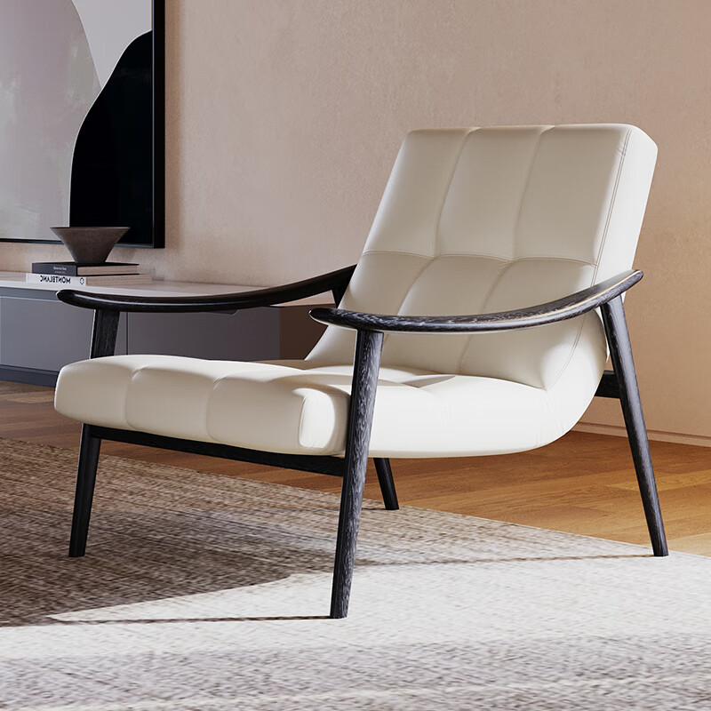 优奕酷意式轻奢休闲椅现代网红客厅躺椅异形实木沙发椅 休闲椅-超纤皮