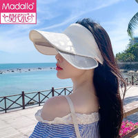 莫代尔（Madallo）遮阳帽子女夏季空顶运动百搭户外太阳帽可伸缩防晒豹纹多功能白色